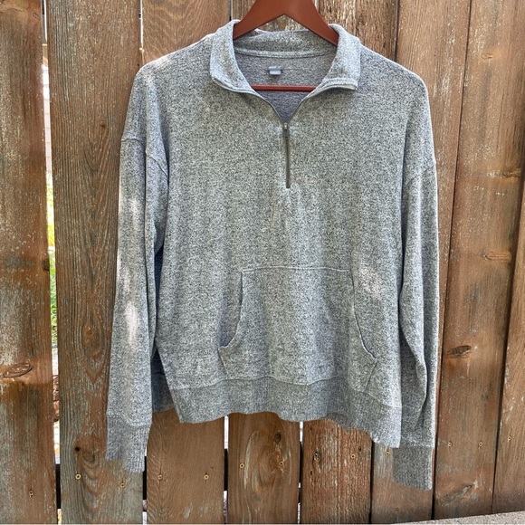 AERIE Women’s Heather Gray Soft 1/4 Zip Sweater Sweatshirt Size Small - Picture 1 of 9